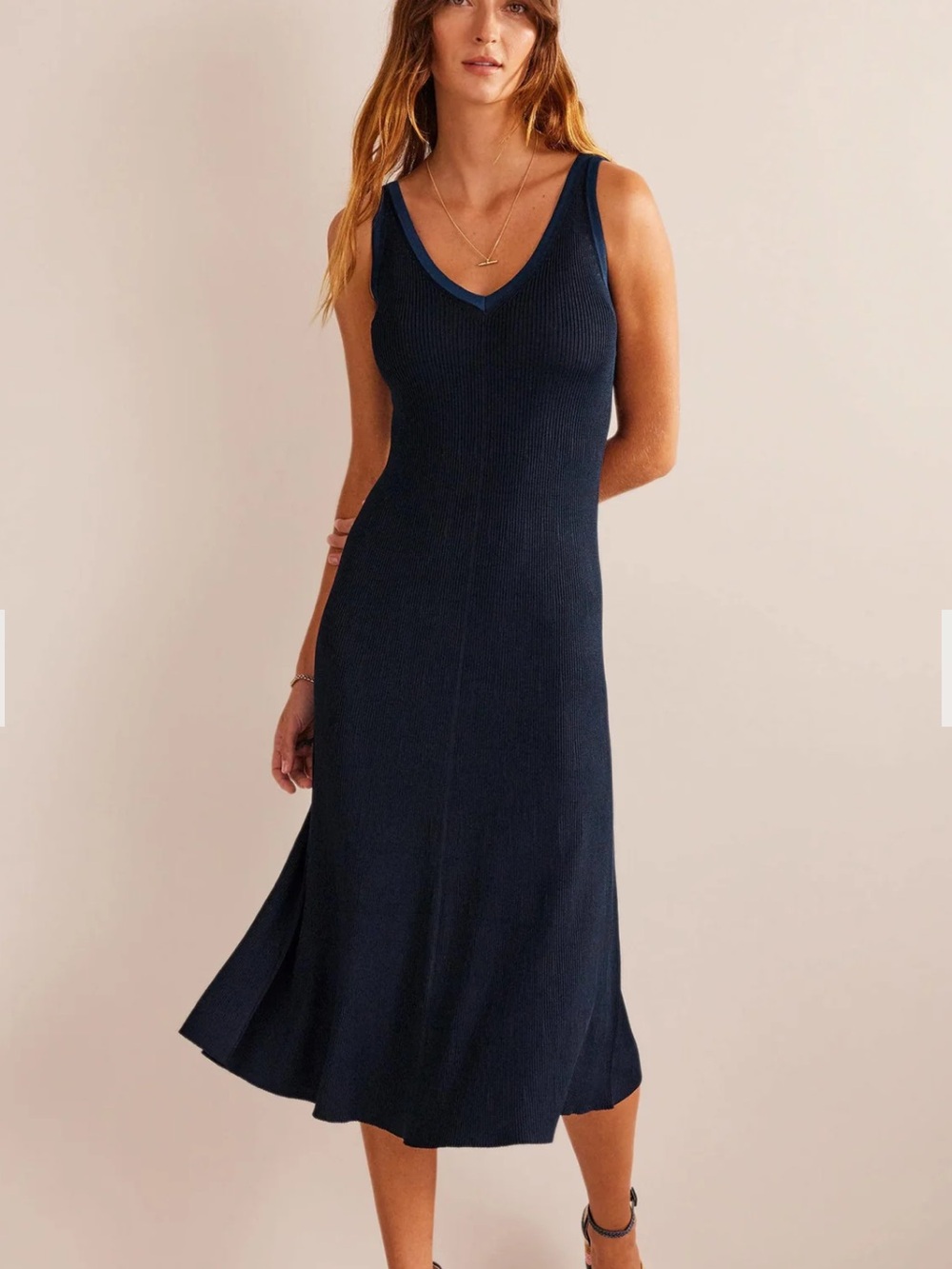 Boden Navy V-Neck Sleeveless Maxi Dress medium